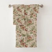  Sage Damask Towels Shabby Chic Pastel Bathroom バスタオルセット (インサイチュ)