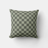 Sage Dark Green Checker Checkerboard Checkered クッション (正面)