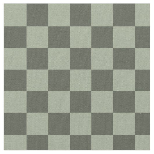 Sage Dark Green Checker Checkerboard Checkered ファブリック (クローズアップ)