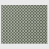 Sage Dark Green Checker Checkerboard Checkered ラッピングペーパー (フラット)