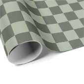 Sage Dark Green Checker Checkerboard Checkered ラッピングペーパー (ロールコーナー)