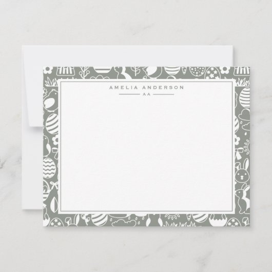 Sage Easter Egg Frame Note Card 招待状 (正面)