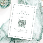 Sage Elegant borders gold classy QR code wedding 出欠カード