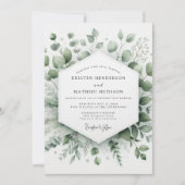 Sage Elegant Greenery Wedding 招待状 (正面)