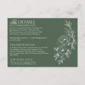 Sage Emerald Green Floral Boho Wedding Details エンクロージャーカード (正面)