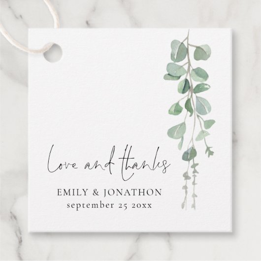 Sage Eucalyptusラブスク感謝していリックの名結婚前 フェイバータグ (正面)