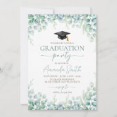 Sage Eucalyptus Border Graduation Invite 招待状 (正面)