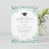Sage Eucalyptus Border Graduation Invite 招待状 (スタンド正面)