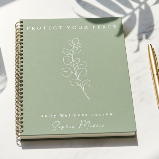 Sage Eucalyptus Minimalist Daily Wellness Journal ノートブック
