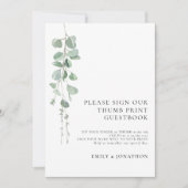 Sage Eucalyptus Thumbprint Guestbook署名カード 招待状 (正面)