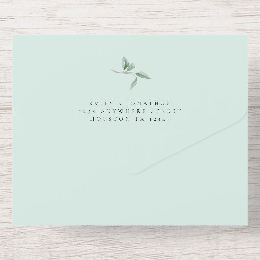 Sage Eucalyptus We Do Wedding Foil オールインワン招待状 (背面)