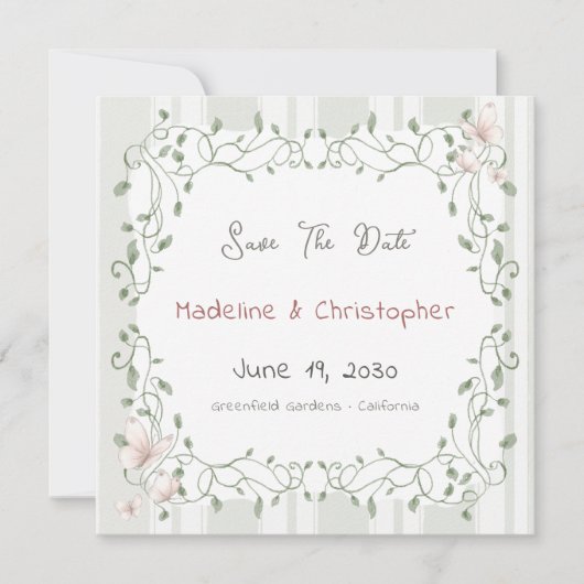Sage Eucalyptus Wedding Save the Date (正面)