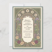 Sage Floral Art Nouveau Wedding Invitation 招待状 (正面)