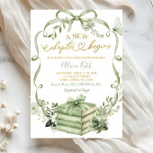 Sage Floral Bow Coquette New Chapter Begins 招待状
