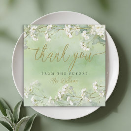 Sage Floral Bridal Shower Thank You Card サンキューカード