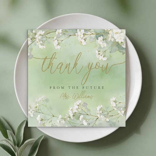 Sage Floral Bridal Shower Thank You Card サンキューカード