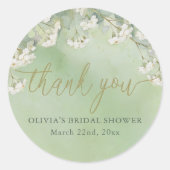 Sage Floral Bridal Shower Thank You Stickers ラウンドシール (正面)