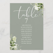 Sage Floral Greenery Seating Plan Table Number 招待状 (裏面)