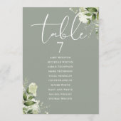 Sage Floral Greenery Seating Plan Table Number 招待状 (正面)
