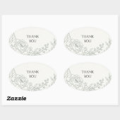 Sage Floral Line Art Thank You 楕円形シール (シート)