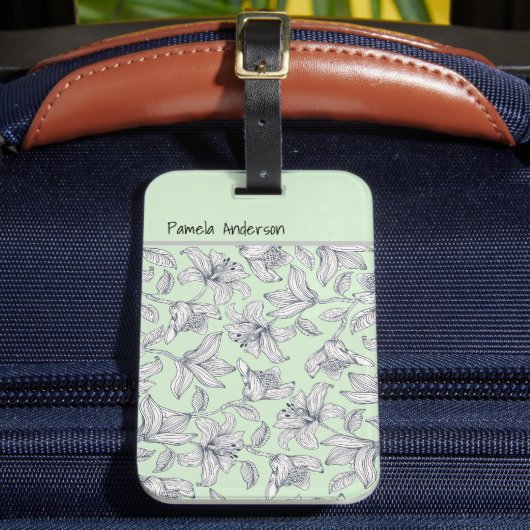 Sage Floral Monogram iPhone / iPad case ラゲッジタグ (正面インサイチュ2)