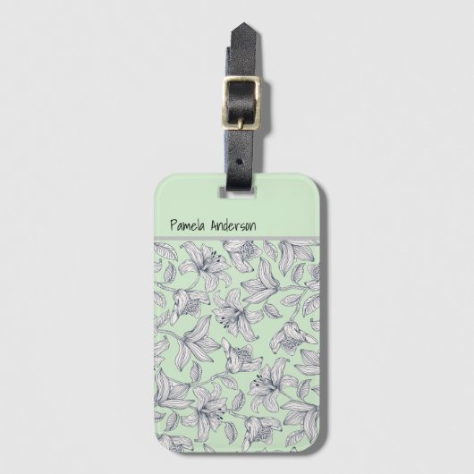Sage Floral Monogram iPhone / iPad case ラゲッジタグ (正面縦)