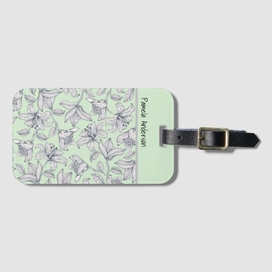 Sage Floral Monogram iPhone / iPad case ラゲッジタグ (正面横)