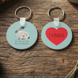 Sage Floral Rabbit Rescue Advocate Gift キーホルダー
