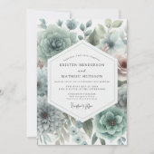 Sage Floral Romance Wedding 招待状 (正面)