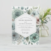 Sage Floral Romance Wedding 招待状 (スタンド正面)