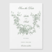 Sage Floral Wreath w/Lovebirds Save the Date マグネット招待状 (正面)