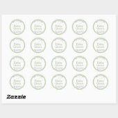 Sage Gingham Baby Shower Favor Sticker ラウンドシール (シート)