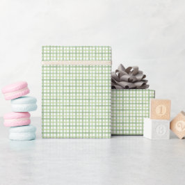 Sage Gingham Baby Shower Wrapping Paper ラッピングペーパー