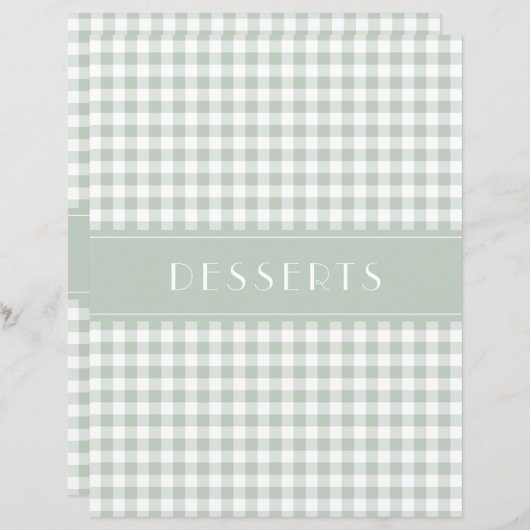 Sage Gingham Farmhouse Family Recipe Organizers (正面/裏面)