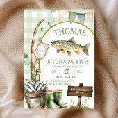 Sage Gingham Fisherman birthday invitation 招待状