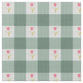 Sage Gingham Floral Fabric by the Yard ファブリック (クローズアップ)