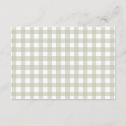 Sage Gingham Silly Goose Diapper Raffle エンクロージャーカード (裏面)