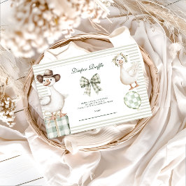 Sage Gingham Silly Goose Diapper Raffle エンクロージャーカード