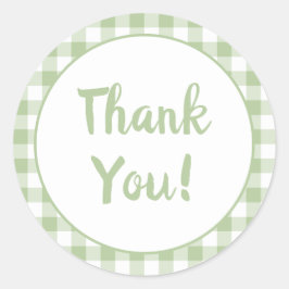 Sage Gingham Thank You ラウンドシール