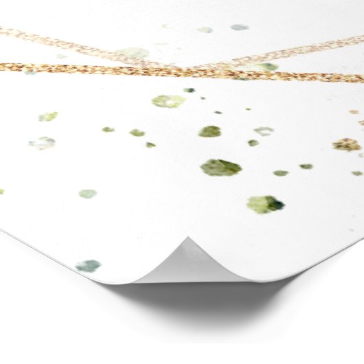 Sage gold eucalyptus boho wedding seating chart ポスター (角)