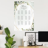 Sage gold eucalyptus boho wedding seating chart ポスター (ホームオフィス)