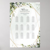 Sage gold eucalyptus boho wedding seating chart ポスター (正面)