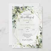 Sage gold eucalyptus geometric A5 wedding invite 招待状 (正面)