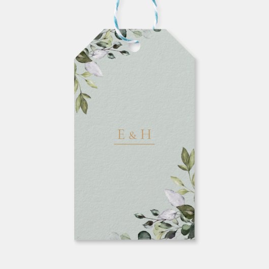 Sage gold eucalyptus geometric greenery wedding  ギフトタグ (裏面)