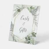 Sage gold eucalyptus geometric wedding gifts sign 台座サイン (正面)