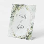 Sage gold eucalyptus geometric wedding gifts sign 台座サイン (正面)