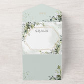 Sage gold eucalyptus geometric wedding invite rsvp オールインワン招待状 (外側)