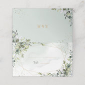 Sage gold eucalyptus geometric wedding place card プレイスカード (外部開封)