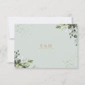 Sage gold eucalyptus geometric wedding RSVP card (裏面)