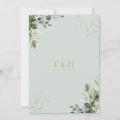Sage gold eucalyptus geometric wedding save date 招待状 (裏面)